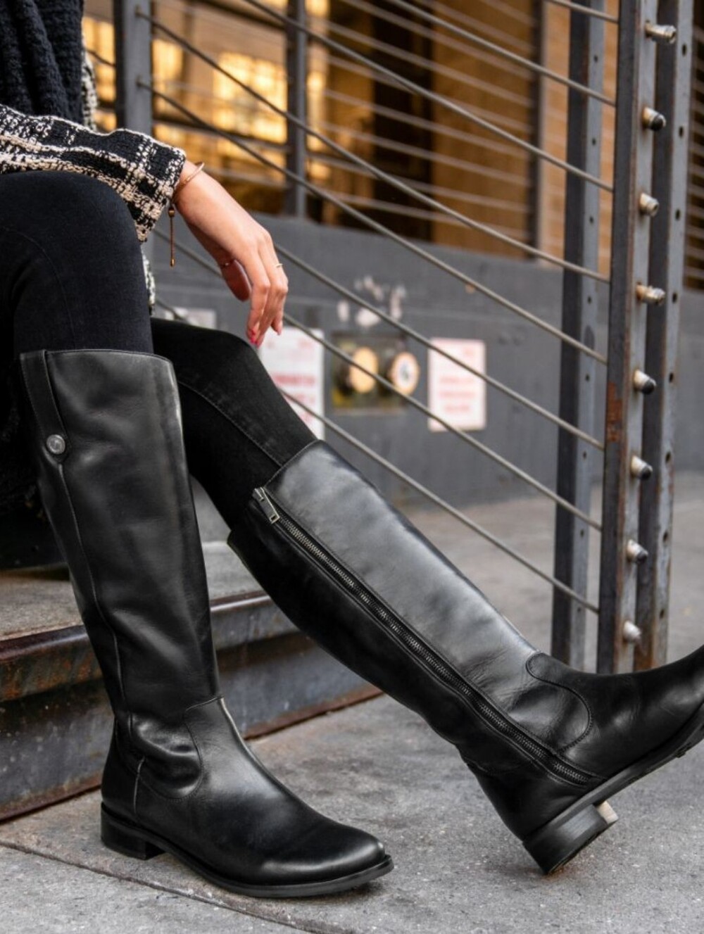 Thursday Boot Company Crown Zip-Up Black Leather Knee High Riding Boots Size 9 - Picture 3 of 15